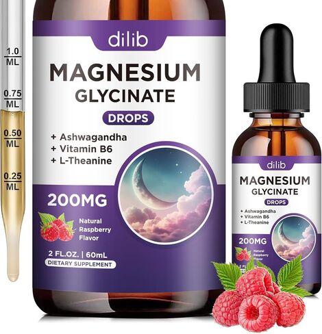 Triple Magnesium Complex Supplement, Magnesium Glycinate, threonate, Citrate Liquid Drops 200mg with Ashwagandha, CoQ10, Vitamin B6, C, D, Zinc - Vegan Mix Berry Flavor in Saudi Arabia