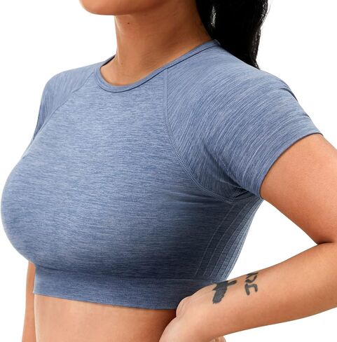 YEOREO Amplify Seamless Short Sleeve Women's Crop Top Gym Yoga Tops Workout Shirts Tee in Saudi Arabia