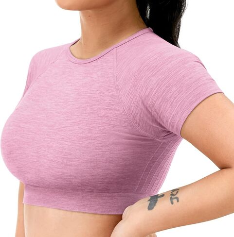 YEOREO Amplify Seamless Short Sleeve Women's Crop Top Gym Yoga Tops Workout Shirts Tee in Saudi Arabia