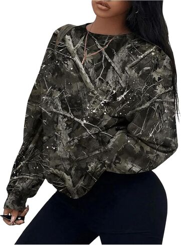 SOLY HUX Women's Long Sleeve Shirts Graphic Printed Crewneck Baggy Sweatshirt Pullovers in Saudi Arabia