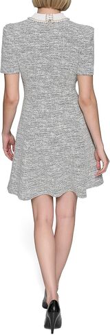 KARL LAGERFELD Women's Short Sleeve Abstract Texture Knit Tweed A-line Dress in Saudi Arabia