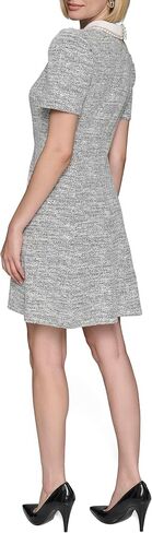 KARL LAGERFELD Women's Short Sleeve Abstract Texture Knit Tweed A-line Dress in Saudi Arabia