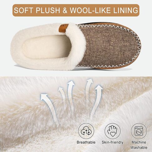 ATHMILE Men's Slippers Slip On Moccasin, Indoor Outdoor Warm Fuzzy Comfy House Shoes, Fluffy Wide Loafer Home Bedroom Slippers in Kuwait