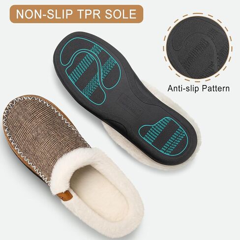 ATHMILE Men's Slippers Slip On Moccasin, Indoor Outdoor Warm Fuzzy Comfy House Shoes, Fluffy Wide Loafer Home Bedroom Slippers in Kuwait