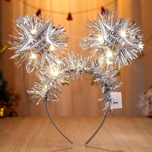 Christmas Headband Light-up Xmas Headpieces Glowing Bow Headwear for Women New Year Party Costume Hair Accessories in Saudi Arabia