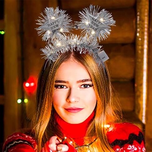 Christmas Headband Light-up Xmas Headpieces Glowing Bow Headwear for Women New Year Party Costume Hair Accessories in Saudi Arabia