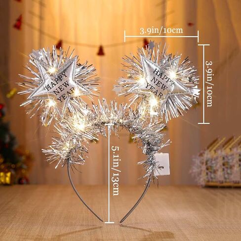 Christmas Headband Light-up Xmas Headpieces Glowing Bow Headwear for Women New Year Party Costume Hair Accessories in Saudi Arabia