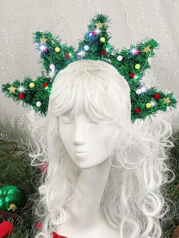 Christmas Headband Light-up Xmas Headpieces Glowing Bow Headwear for Women New Year Party Costume Hair Accessories in Saudi Arabia