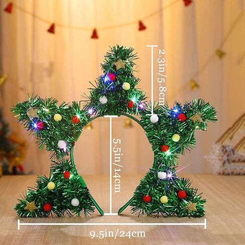 Christmas Headband Light-up Xmas Headpieces Glowing Bow Headwear for Women New Year Party Costume Hair Accessories in Saudi Arabia