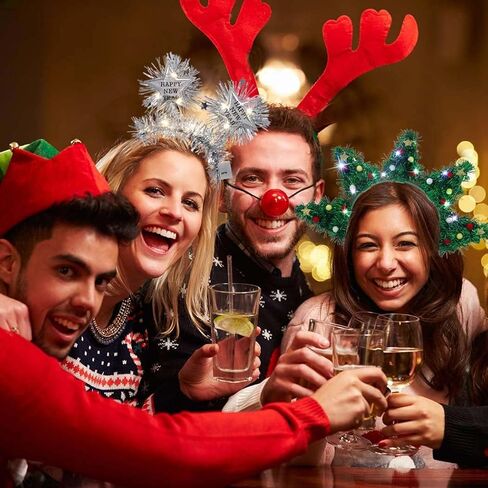 Christmas Headband Light-up Xmas Headpieces Glowing Bow Headwear for Women New Year Party Costume Hair Accessories in Saudi Arabia