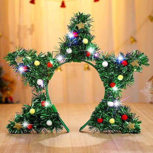 Christmas Headband Light-up Xmas Headpieces Glowing Bow Headwear for Women New Year Party Costume Hair Accessories in Saudi Arabia