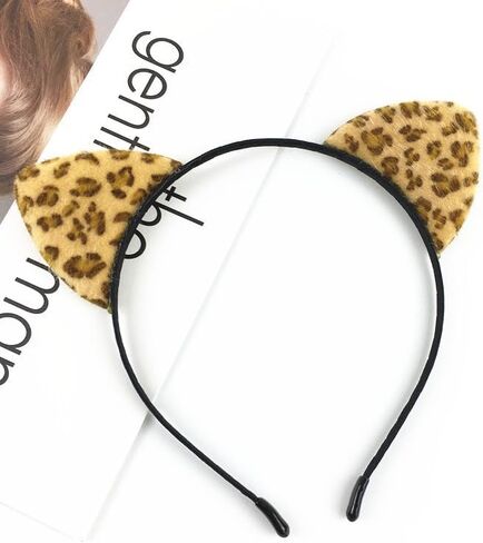 Cheetah Ears Headband Face Stickers,Print Accessories for Adult Halloween Party Cosplay Women or Party Decoration, Cougar Ears for Women Female in Saudi Arabia