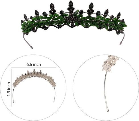 LIMELIA Women's Tiara - Crown for Henna Wedding Party | Glitter Hair Accessories for Bridal Birthday Pageant Prom Halloween Cos-play Costume Christmas Party, Princess Crowns | Crystal Glass Beads - Green in Kuwait