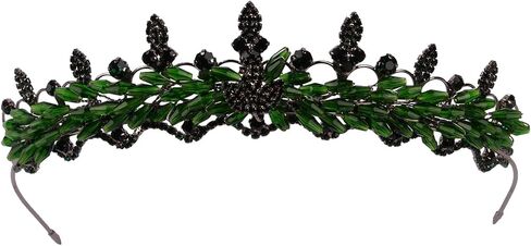 LIMELIA Women's Tiara - Crown for Henna Wedding Party | Glitter Hair Accessories for Bridal Birthday Pageant Prom Halloween Cos-play Costume Christmas Party, Princess Crowns | Crystal Glass Beads - Green in Kuwait