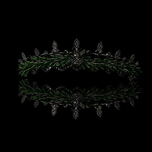 LIMELIA Women's Tiara - Crown for Henna Wedding Party | Glitter Hair Accessories for Bridal Birthday Pageant Prom Halloween Cos-play Costume Christmas Party, Princess Crowns | Crystal Glass Beads - Green in Kuwait