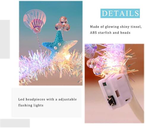 Yalice Light Up Shell Headband Crown Sparkly Led Headwear Rave Hair Hoop Beads Glowing Costume Hair Accessories for Women and Girls (Style-A) in Saudi Arabia