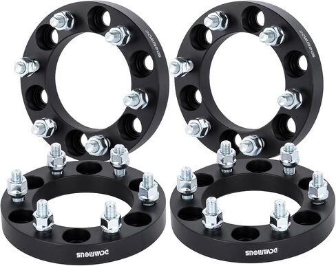 فواصل عجلات DCVAMOUS 4PC باللون الأسود مقاس 6x5.5 6x139.7 مقاس 1 بوصة مع مسامير مقاس 14x1.5 متوافقة مع سيارة Chevy GMC Express Suburban Silverado 1500 Tahoe | يوكون سييرا 1500 | 1999-2024 اسكاليد | 2019-2024 رام1500 in Kuwait