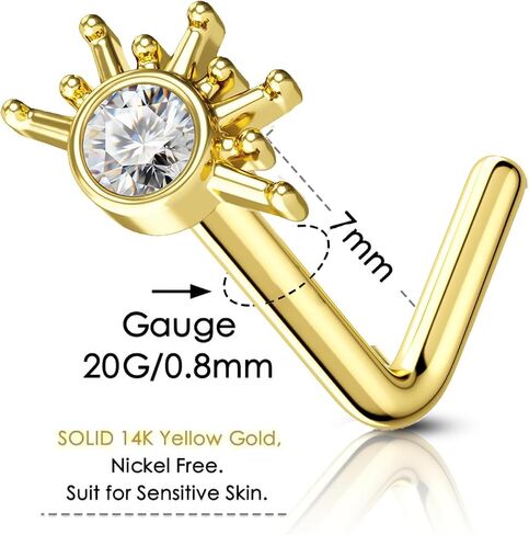 KoKollam Real Diamond Nose Stud With Twist Back 14K Solid Gold Nose Ring Studs in 20 Gauge Diamond Nose Ring Gold Nose Studs Nose Rings for Women, Men in Saudi Arabia