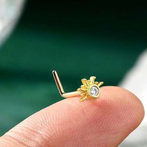 KoKollam Real Diamond Nose Stud With Twist Back 14K Solid Gold Nose Ring Studs in 20 Gauge Diamond Nose Ring Gold Nose Studs Nose Rings for Women, Men in Saudi Arabia