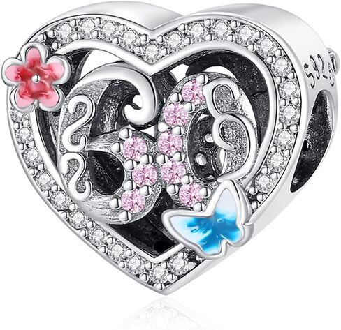 Birthstone S925 Sterling Silver Pendant Dangle Beads Happy Birthday Charms for Bracelets and Necklaces for Women Friends in Saudi Arabia