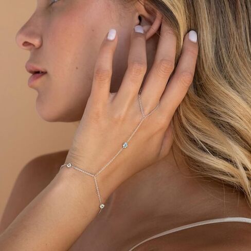 Hand Chain Bracelet Ring Bracelet Hand Chain Dainty Finger Ring Slave Bracelet Zircon Hand Jewelry Gifts for Women Trendy Stocking Stuffers in Kuwait