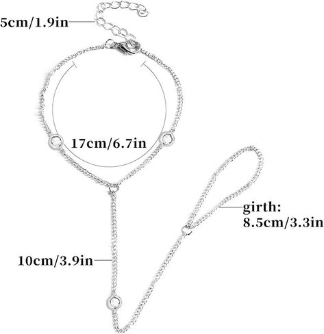 Hand Chain Bracelet Ring Bracelet Hand Chain Dainty Finger Ring Slave Bracelet Zircon Hand Jewelry Gifts for Women Trendy Stocking Stuffers in Kuwait