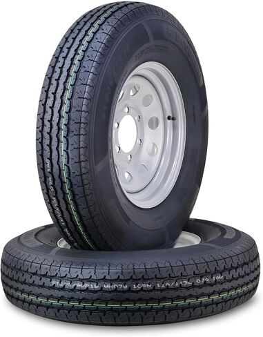 Trailer Tire Wheel Assembly ST205/75R15 8-Ply D 107M 5 Lug on 4.5" PCD Silver Mod Rim, SET 2 in Saudi Arabia