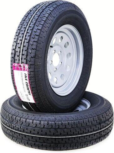 Trailer Tire Wheel Assembly ST205/75R15 8-Ply D 107M 5 Lug on 4.5" PCD Silver Mod Rim, SET 2 in Saudi Arabia