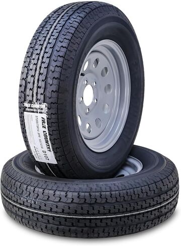 Trailer Tire Wheel Assembly ST205/75R15 8-Ply D 107M 5 Lug on 4.5" PCD Silver Mod Rim, SET 2 in Saudi Arabia