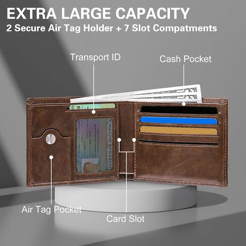 Slim Leather RFID Smart Apple Airtag Wallet for Men With Airtag Holder Best Wallet in Saudi Arabia