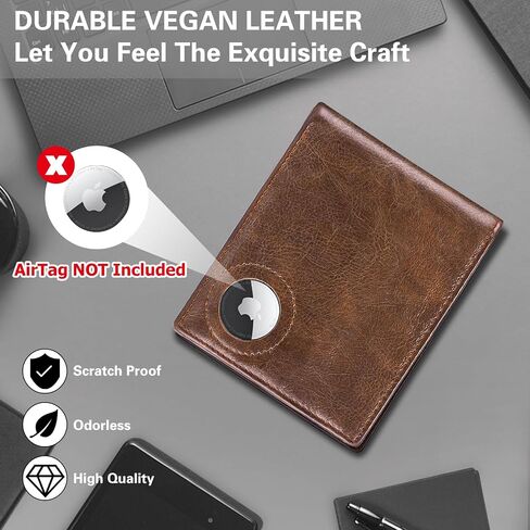 Slim Leather RFID Smart Apple Airtag Wallet for Men With Airtag Holder Best Wallet in Saudi Arabia