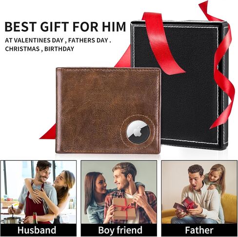Slim Leather RFID Smart Apple Airtag Wallet for Men With Airtag Holder Best Wallet in Saudi Arabia
