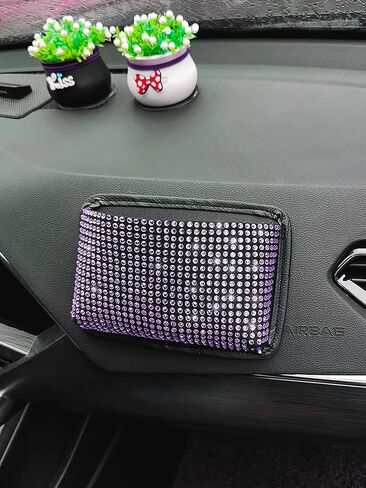 Dotesy Bling Bling Car Seat Side Pocket Organizer Sparkling Crystal Mini Storage Bag Holder Tray Pouch Vehicle Seat Gap Filler for Pen Phone Document Registration Notepad (Purple) in Saudi Arabia