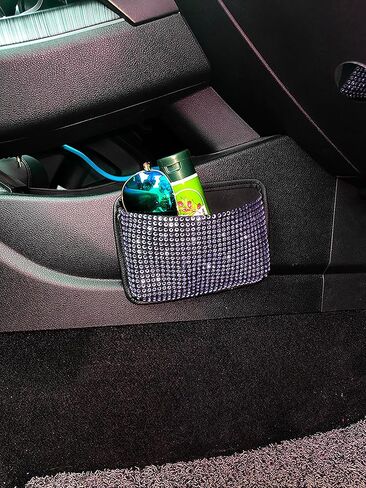 Dotesy Bling Bling Car Seat Side Pocket Organizer Sparkling Crystal Mini Storage Bag Holder Tray Pouch Vehicle Seat Gap Filler for Pen Phone Document Registration Notepad (Purple) in Saudi Arabia