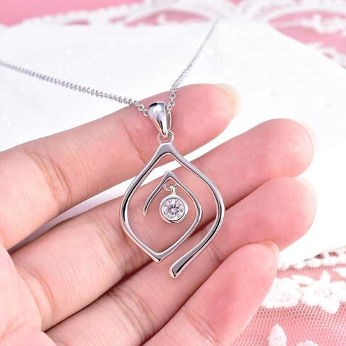 Ring Holder Necklace for Women Sterling Silver Open Ring Keeper Necklaces Wedding Engagement Dainty CZ Rhombus Jewelry Gifts for Wife Mom Girlfriend Nurse Doctor Anniversary Valentines Birthday in Saudi Arabia
