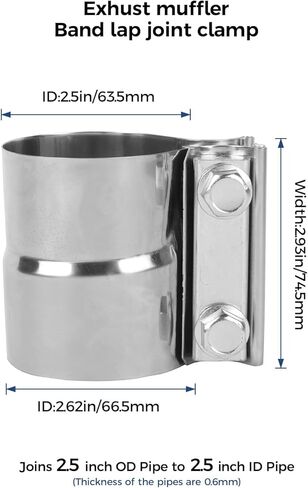 مشبك شريط عادم مشترك 2.5 بوصة - مشبك شريط عادم مشترك من الفولاذ المقاوم للصدأ 2 حزمة in Kuwait