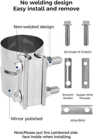 مشبك شريط عادم مشترك 2.5 بوصة - مشبك شريط عادم مشترك من الفولاذ المقاوم للصدأ 2 حزمة in Kuwait
