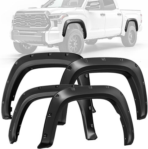 YITAMOTOR Front Rear Fender Flares Compatible with 2022-2024 Toyota Tundra, Pocket Riveted Truck Wheel Fenders, Smooth Black Well Guards in Kuwait