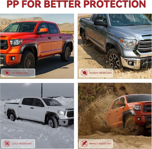 YITAMOTOR Front Rear Fender Flares Compatible with 2022-2024 Toyota Tundra, Pocket Riveted Truck Wheel Fenders, Smooth Black Well Guards in Kuwait