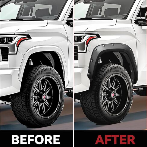 YITAMOTOR Front Rear Fender Flares Compatible with 2022-2024 Toyota Tundra, Pocket Riveted Truck Wheel Fenders, Smooth Black Well Guards in Kuwait