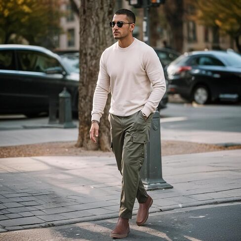 Jousen Mens Boots Retro Mens Casual Boots Chelsea Boots Mens Slip On Boots for Men in Kuwait