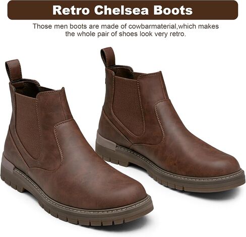 Jousen Mens Boots Retro Mens Casual Boots Chelsea Boots Mens Slip On Boots for Men in Kuwait
