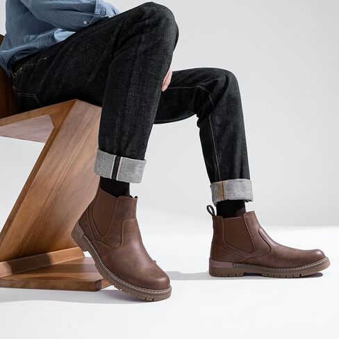 Jousen Mens Boots Retro Mens Casual Boots Chelsea Boots Mens Slip On Boots for Men in Kuwait