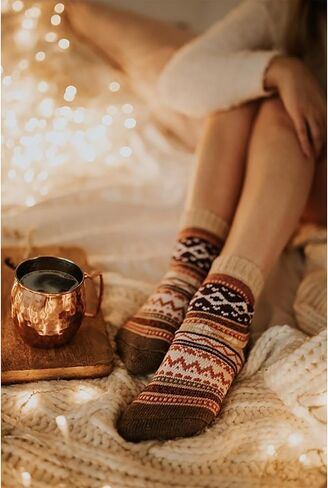 Merino Wool Socks For Women Winter Warm Retro Casual Thick Knit Crew Socks Full Terry Cushioned Boot Socks in Saudi Arabia