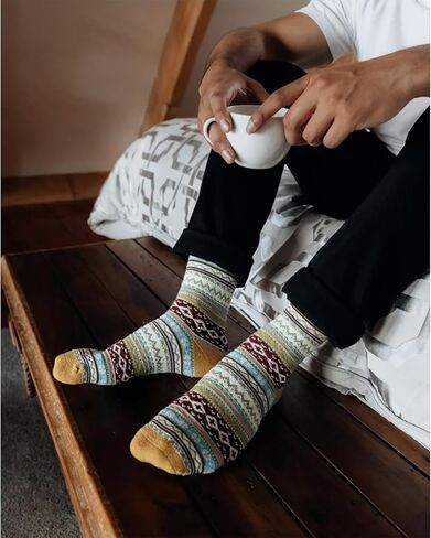 Merino Wool Socks For Women Winter Warm Retro Casual Thick Knit Crew Socks Full Terry Cushioned Boot Socks in Saudi Arabia