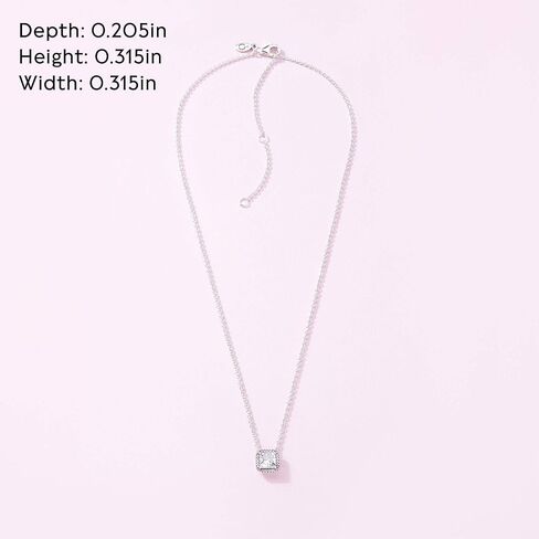 قلادة PANDORA Jewelry مربعة لامعة هالة مكعبة من الزركونيا من الفضة الإسترليني - هدية عيد الأم مع صندوق هدايا - 17.7 بوصة in Saudi Arabia