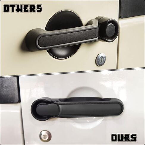 Door Handles Kit Compatible with 2007-2018 Jeep Wrangler JK JKU 4 Door No Pressing Button Release Exterior Handles (Black, 5PCS) in Kuwait
