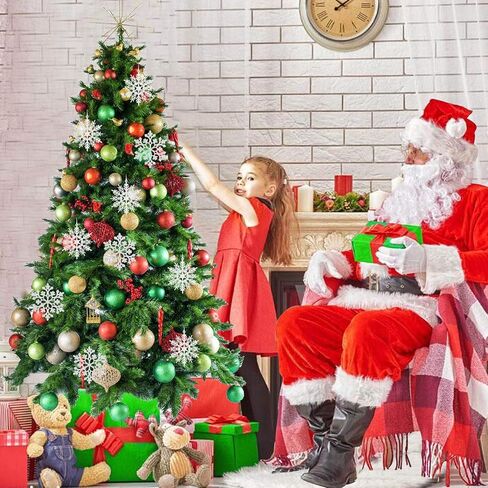 DearHouse 36Pcs Christmas Glitter Snowflake Ornaments Clearance, 4 Inch Plastic Snowflake Christmas Tree Ornaments for Winter Wonderland Christmas Party Decorations, Silver in Kuwait