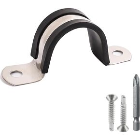 Pipe Clamps,304 Stainless & Rubber Cushioned Heavy Duty Conduit clips (SCH 2 in (60 MM) - 12 Pack)