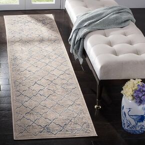 SAFAVIEH Brentwood Collection 2' x 8' Light Grey/Blue BNT809G Trellis Distressed Non-Shedding Living Room Entryway Foyer Hallway Bedroom Runner Rug